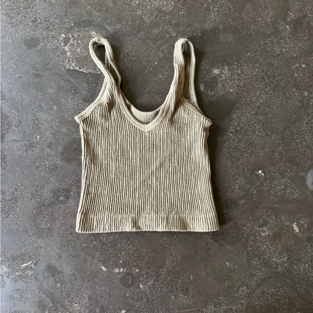 Urban Outfitters Cream Ribbed Crop Top